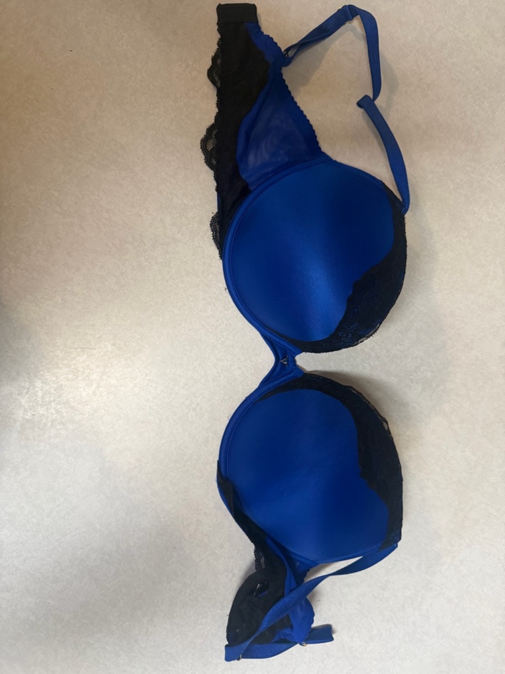 Victoria's Secret Royal Blue and Black Lace Underwire Bra